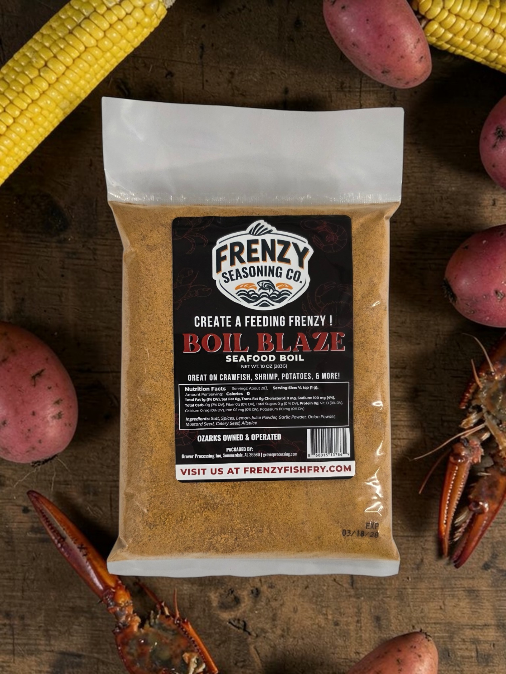 Bayou Blaze – Seafood Boil Bag (10 oz Bag) – Frenzy Fish Fry