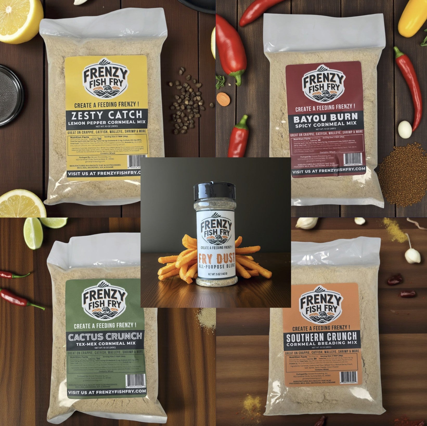 Frenzy Fry Sampler – 5 Flavor Fish Fry Bundle (FREE SHIPPING)